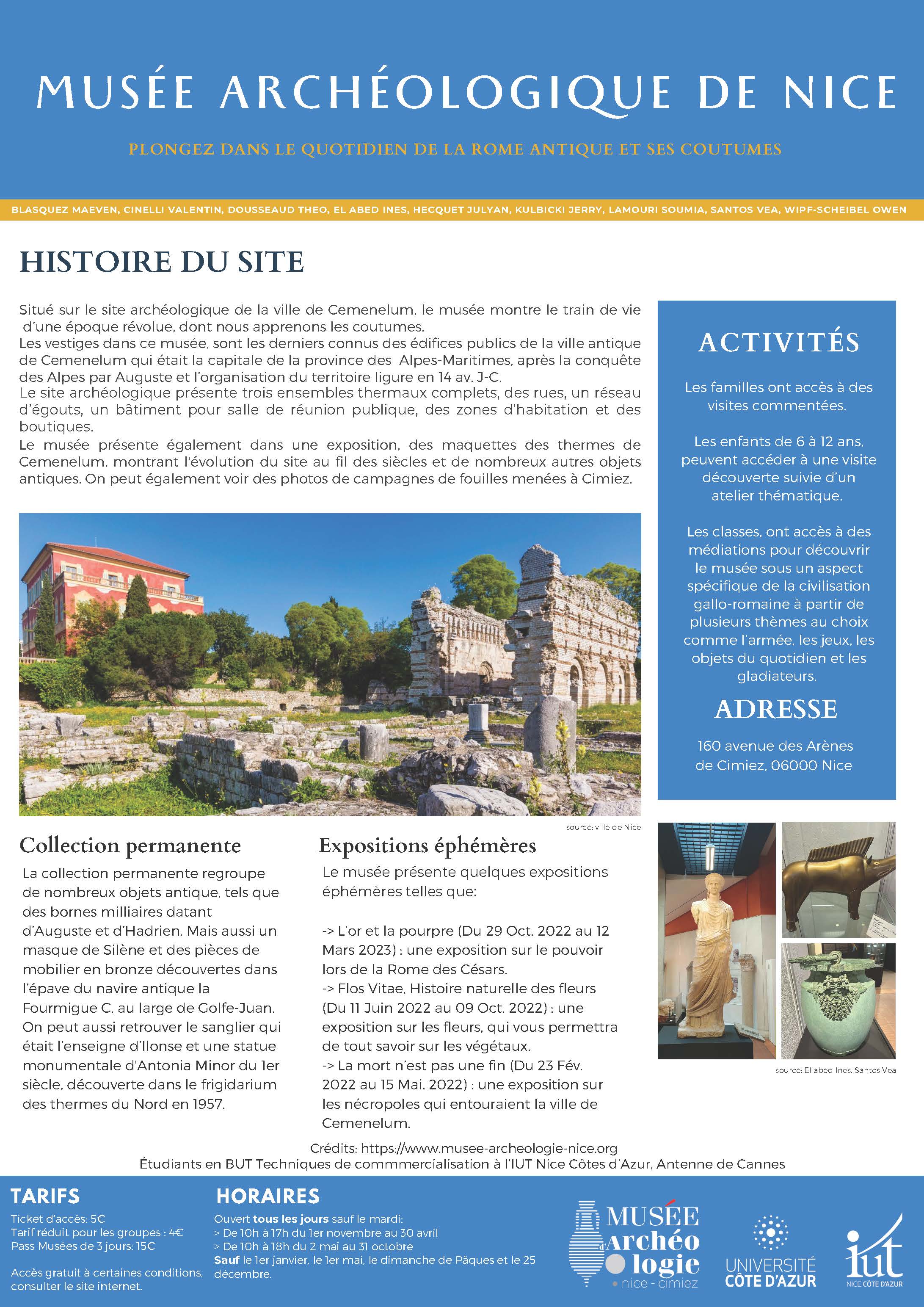 SAé - Présentation du Musée Archéologique de Nice