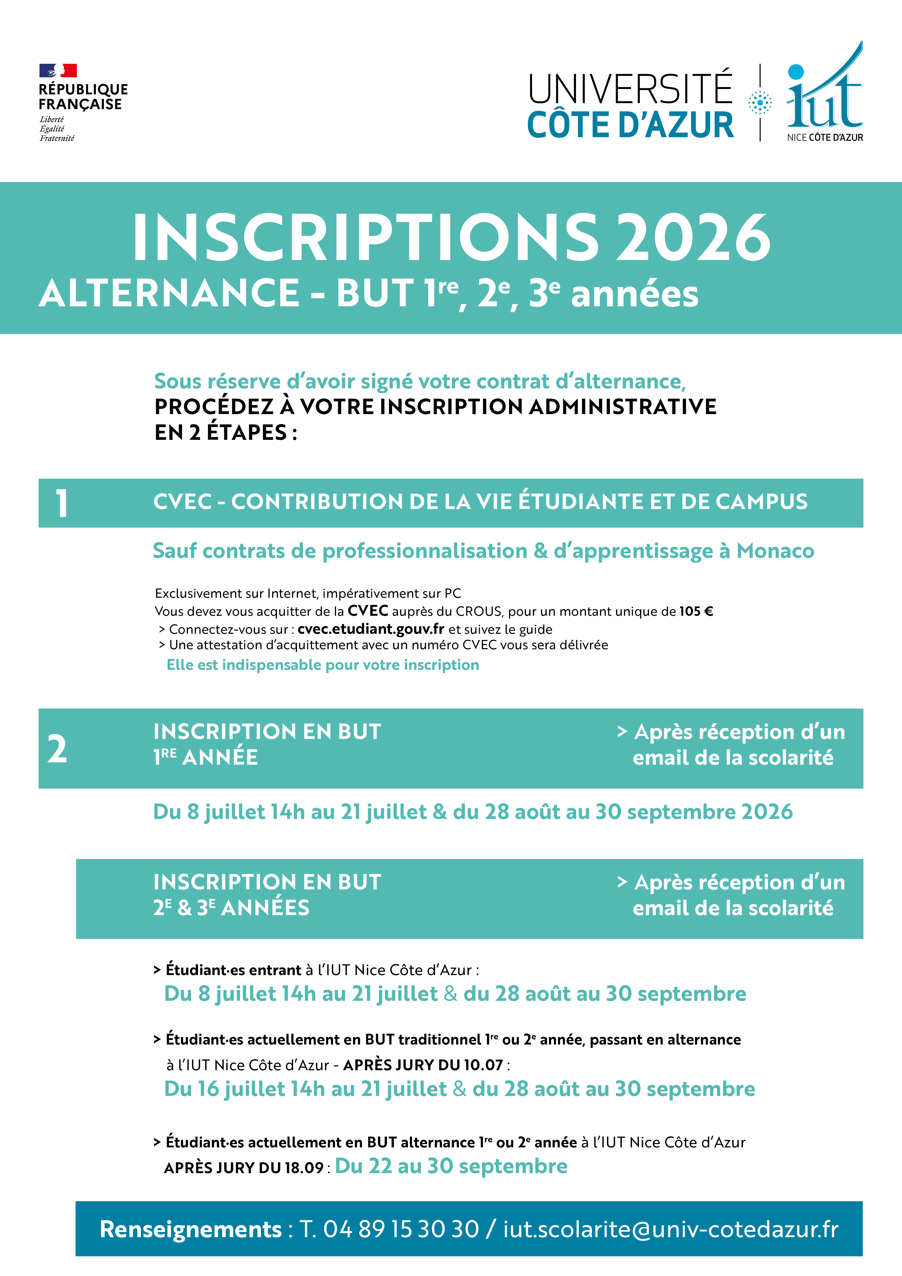 Modalités d'inscriptions administratives