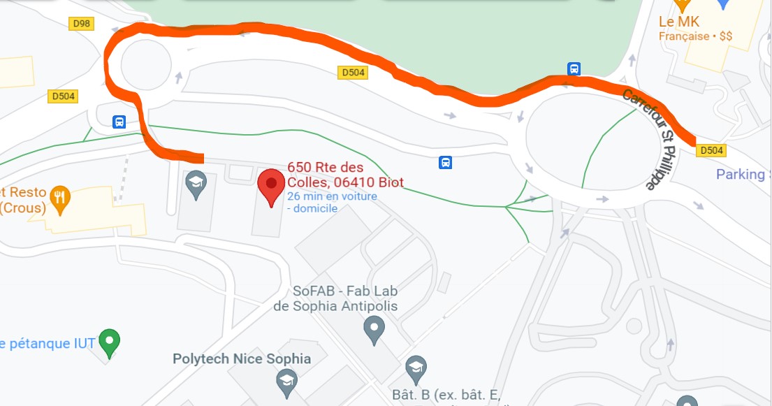 plan accès IUT Sophia Antipolis