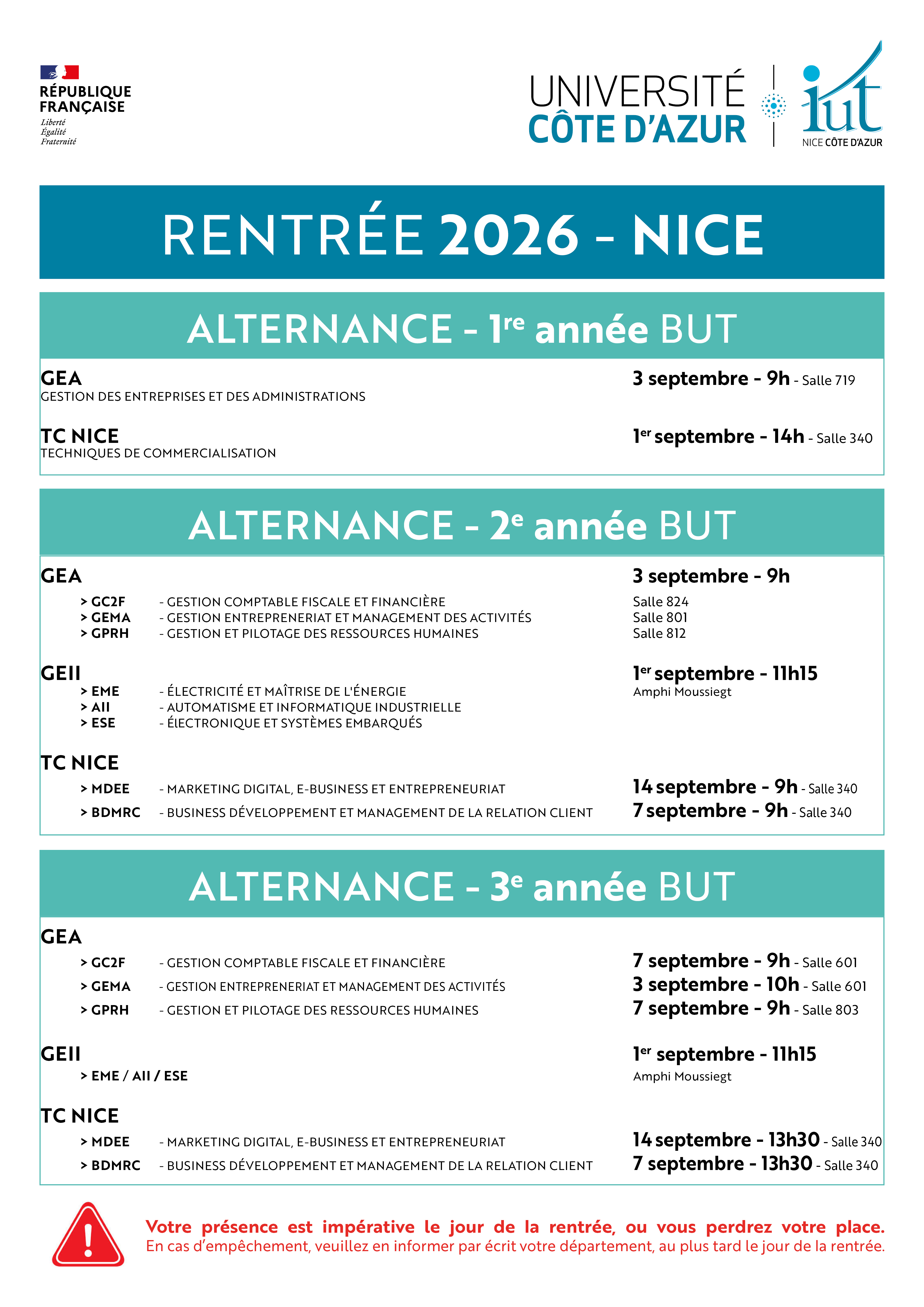 Date de rentrée 2026