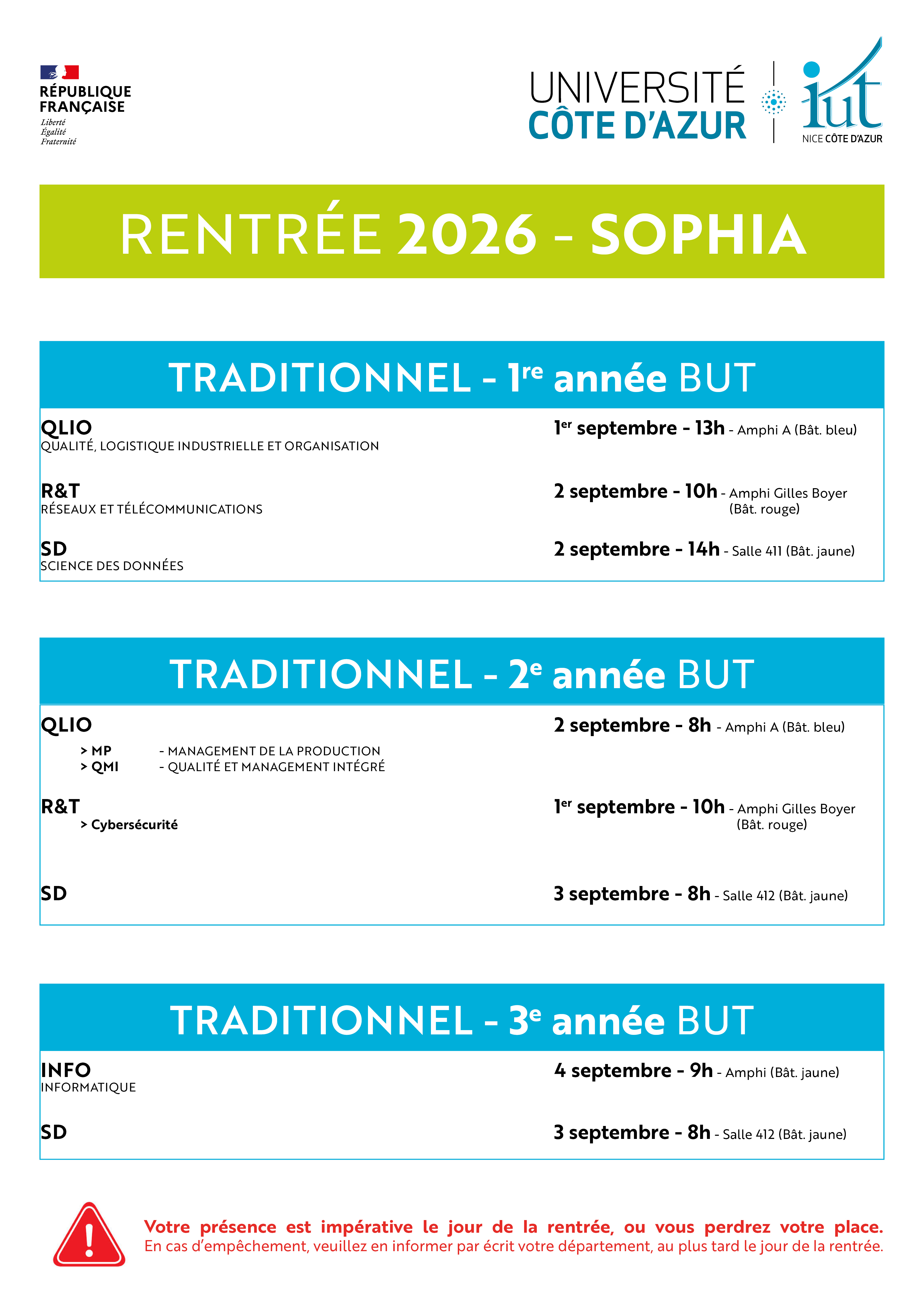 Date de rentrée 2026