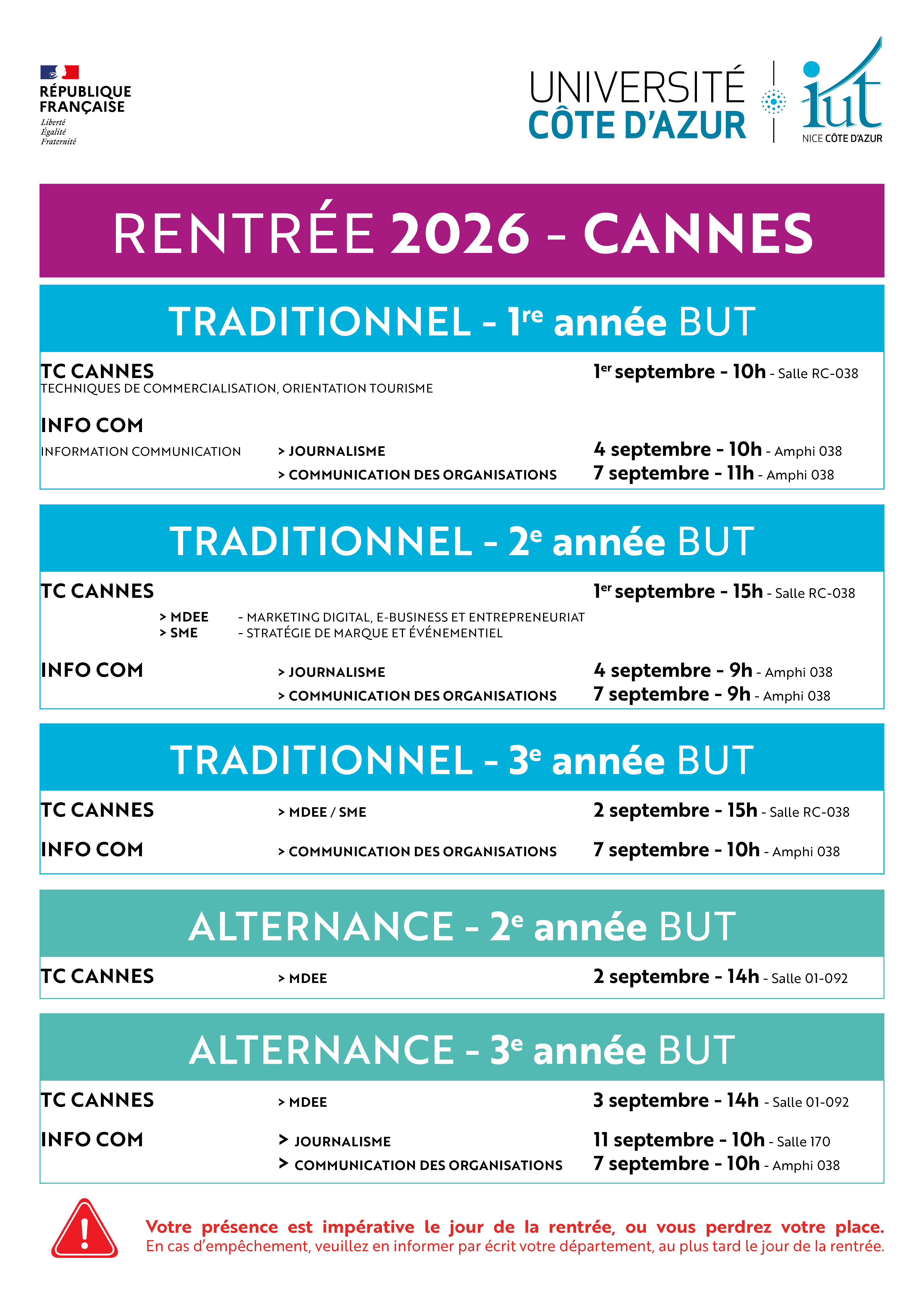 Date de rentrée 2026