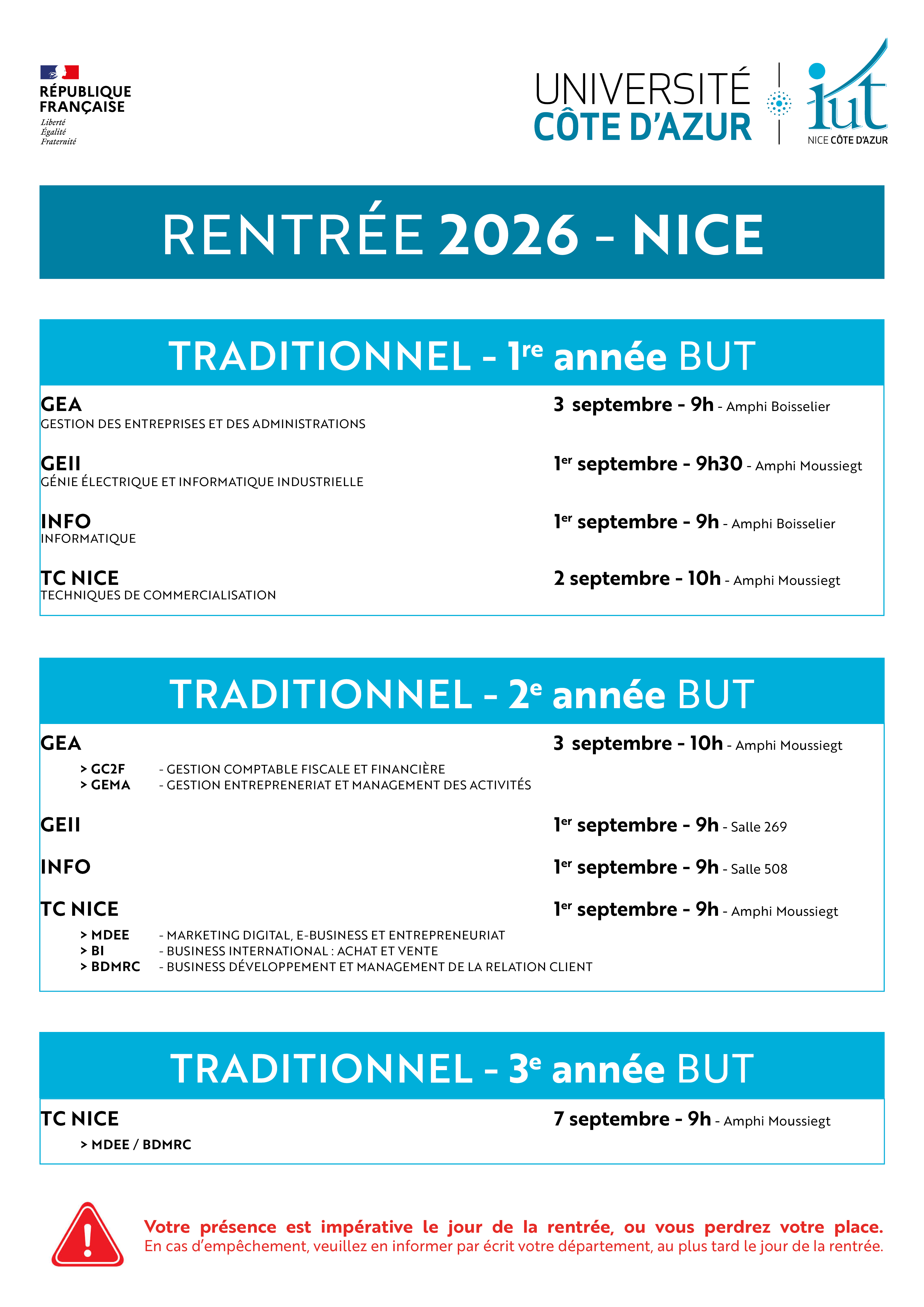 Date de rentrée 2026